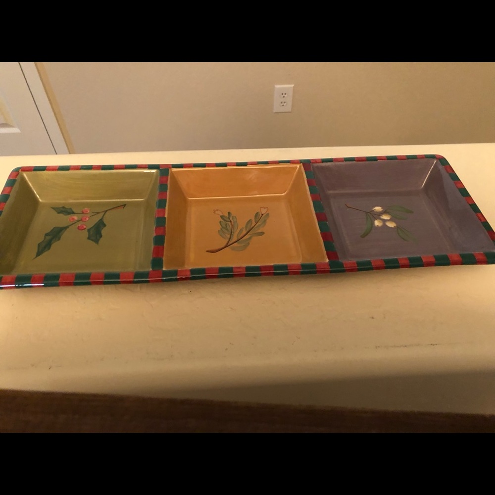 HUGE SALE! 2003 OLIVIA HOLIDAY 3-SECTION TRAY DEBBY SEGURA DESIGNS NWT